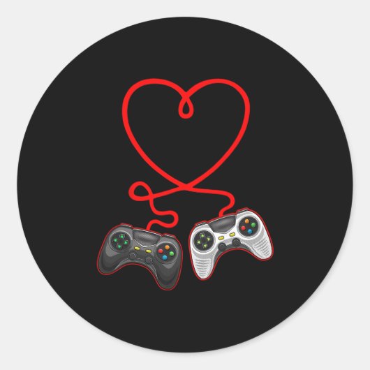 Video-gamer Valentijnsdag met controllers hart Ronde Sticker (Voorkant)