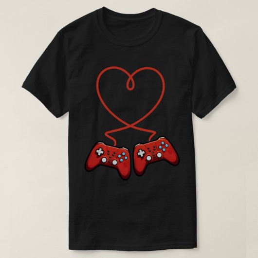 Video Gamer Valentijnsdag Met Controllers Hart T-shirt (Design voorkant)