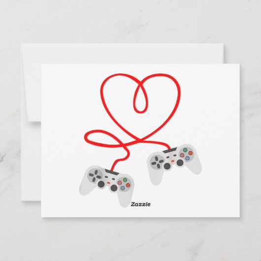 Video gamer Valentijnsdag T-shirt met controller Feestdagenkaart (Achterkant)