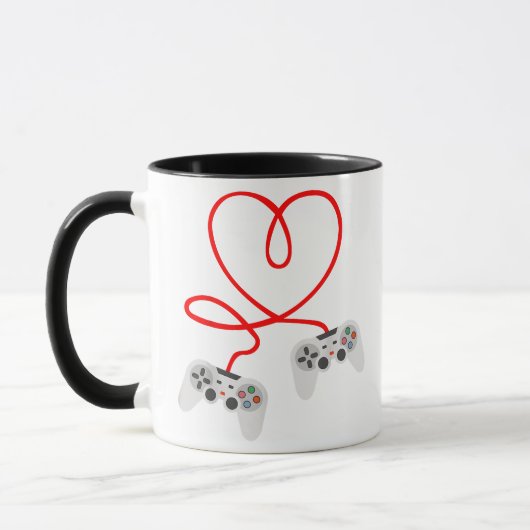 Video gamer Valentijnsdag T-shirt met controller Mok (Links)