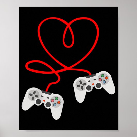 Video gamer Valentijnsdag T-shirt met controller Poster (Voorkant)