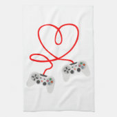 Video gamer Valentijnsdag T-shirt met controller Theedoek (Verticaal)