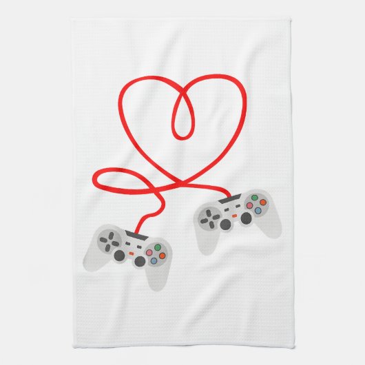 Video gamer Valentijnsdag T-shirt met controller Theedoek (Verticaal)