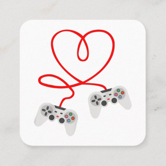 Video gamer Valentijnsdag T-shirt met controller Vierkante Visitekaartje (Achterkant)