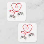 Video gamer Valentijnsdag T-shirt met controller Vierkante Visitekaartje (Voorkant / Achterkant)