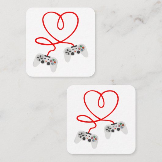 Video gamer Valentijnsdag T-shirt met controller Vierkante Visitekaartje (Voorkant / Achterkant)