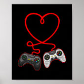 Video Gamer Valentines Day With Controllers Heart  Poster (Voorkant)