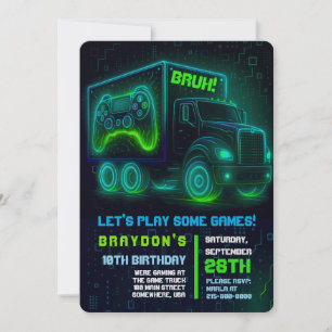 VIDEO GAMER VRACHTWAGEN GAMING Verjaardagsfeest Ui Kaart