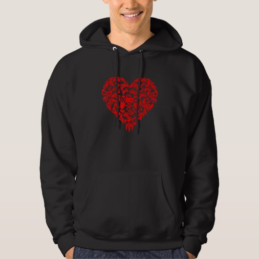 Video Gamers Gaming Heart Game Controllers Valenti Hoodie (Voorkant)