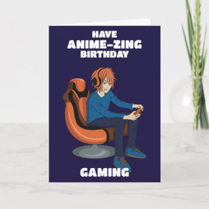 Video Games Anime Gamer Boy Birthday Kaart