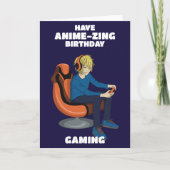 Video Games Anime Gamer Boy Birthday Kaart (Voorkant)