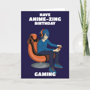 Video Games Anime Gamer Boy Birthday Kaart