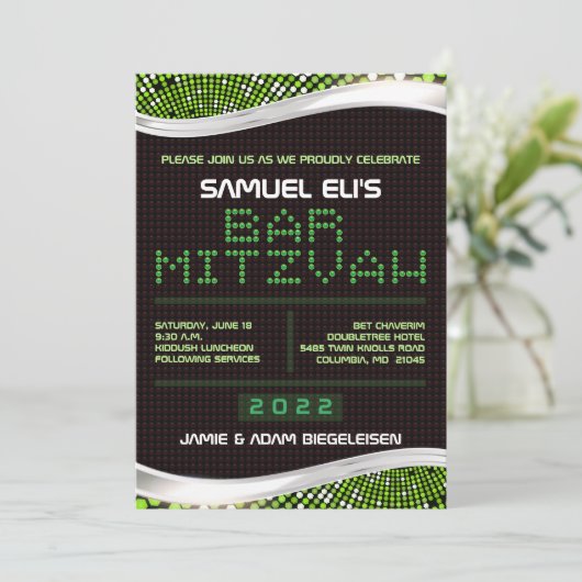 VIDEO GAMES Bar Bat Mitswa Uitnodiging (Staand voorkant)