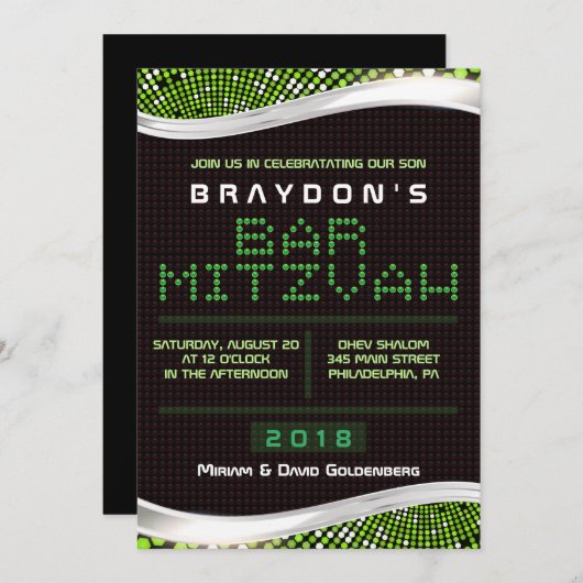 VIDEO GAMES Bar Bat Mitswa Uitnodiging (Voorkant / Achterkant)