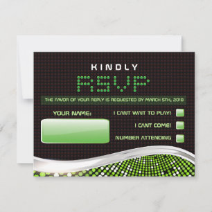 VIDEO GAMES Bar Bat Mitzvah Uitnodigingskaart RSVP Kaartje