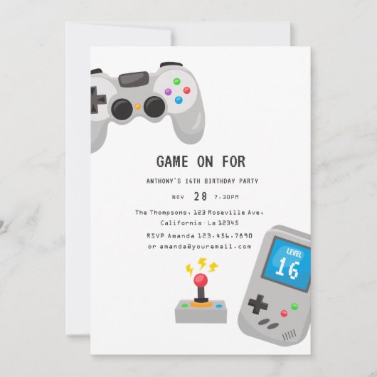 Video Games Birthday Party Kaart (Voorkant)