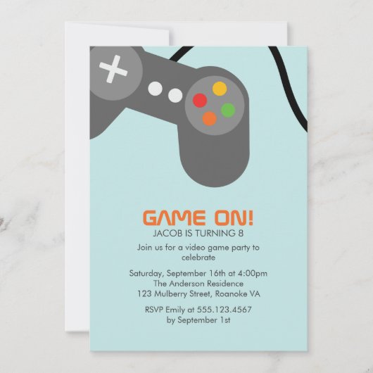 Video Games Birthday Party Kaart (Voorkant)