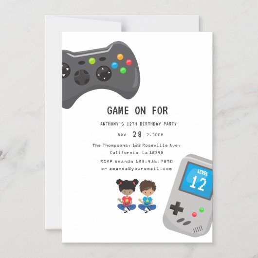 Video Games Birthday Party Magnetische Uitnodiging (Voorkant)