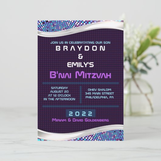 VIDEO GAMES B'nai Mitzvah Uitnodiging (Staand voorkant)