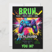 VIDEO GAMES Bruh Verjaardag Uitnodiging (Voorkant)