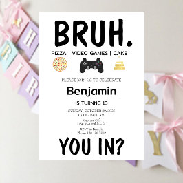 VIDEO GAMES Bruh Verjaardag Uitnodiging