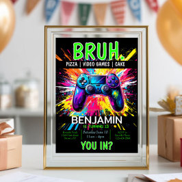 VIDEO GAMES Bruh Verjaardag Uitnodiging