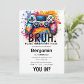 VIDEO GAMES Bruh Verjaardag Uitnodiging (Staand voorkant)