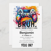 VIDEO GAMES Bruh Verjaardag Uitnodiging (Voorkant / Achterkant)