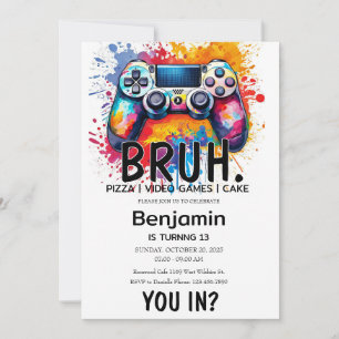 VIDEO GAMES Bruh Verjaardag Uitnodiging