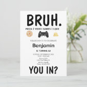 VIDEO GAMES Bruh Verjaardag Uitnodiging (Staand voorkant)