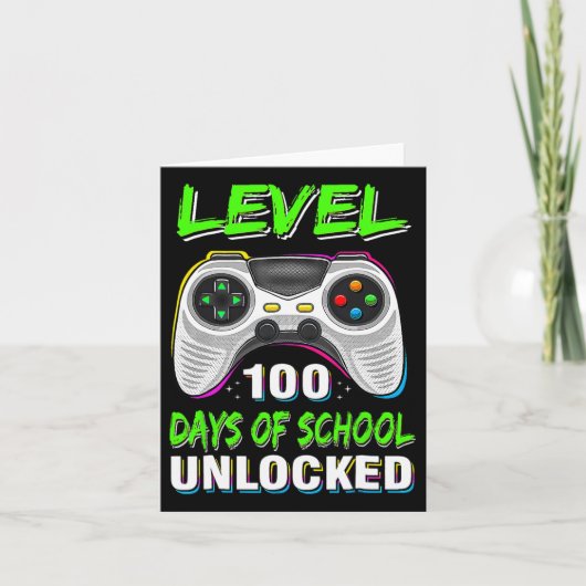 Video Games Level 100 Days of School Unlocked Stud Kaart (Voorkant)