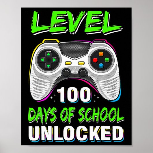 Video Games Level 100 Days of School Unlocked Stud Poster (Voorkant)