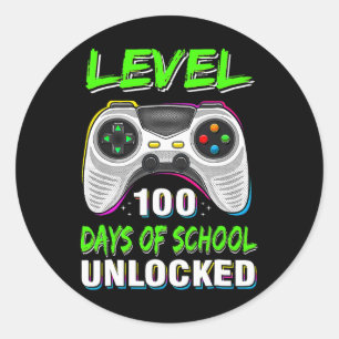 Video Games Level 100 Days of School Unlocked Stud Ronde Sticker