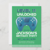 Video Games Level Unlocked Green Gamer Birthday Kaart (Voorkant)