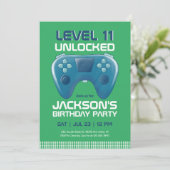 Video Games Level Unlocked Green Gamer Birthday Kaart (Staand voorkant)