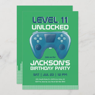 Video Games Level Unlocked Green Gamer Birthday Kaart