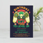Video Games Level Up Verjaardagsfeestje Kaart (Staand voorkant)