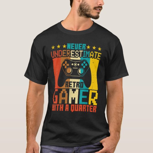 Video Games   Never Underestimate Retro Gamer Gami T-shirt (Voorkant)