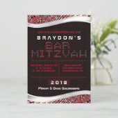 VIDEO GAMES RED Bar Bat Mitswa Uitnodiging (Staand voorkant)