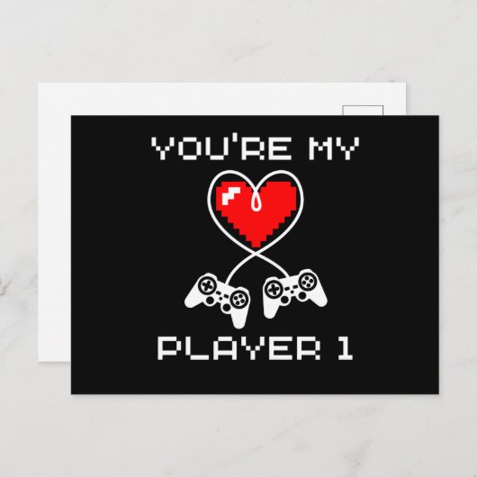 Video Games Valentijnsdag Youre My Player 1 Gamer Briefkaart (Voorkant / Achterkant)