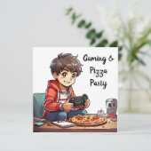 Video Gaming en de verjaardag van de Pizza Party B Kaart (Staand voorkant)