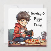 Video Gaming en de verjaardag van de Pizza Party B Kaart (Voorkant)