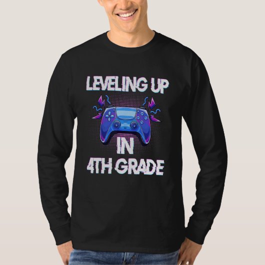 Video Gaming for students Leveling up in Fourth T-shirt (Voorkant)