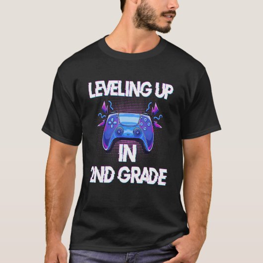 Video Gaming for students Leveling up in Second T-shirt (Voorkant)
