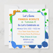 Video Gaming Paint Splatter Boy's verjaardagsuitno Kaart (Achterkant)