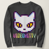 VIDEO KITTY CAT PIXEL ART SWEATSHIRS TRUI (Design voorkant)