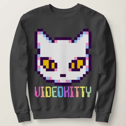 VIDEO KITTY CAT PIXEL ART SWEATSHIRS TRUI (Design voorkant)