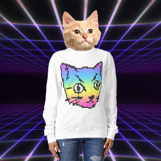 VIDEO KITTY CAT PIXEL ART SWEATSHIRS TRUI