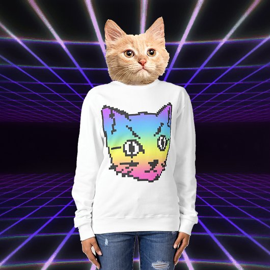 VIDEO KITTY CAT PIXEL ART SWEATSHIRS TRUI