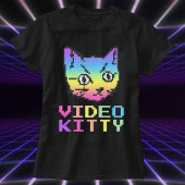 VIDEO KITTY CAT PIXEL ART T-SHIRT